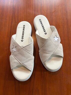 Converse Beige Crisscross One Star Slide Sandals